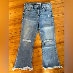 Hidden Women’s Flare Distressed Jeans 29 Stretch Buckle Crop High Waisted
